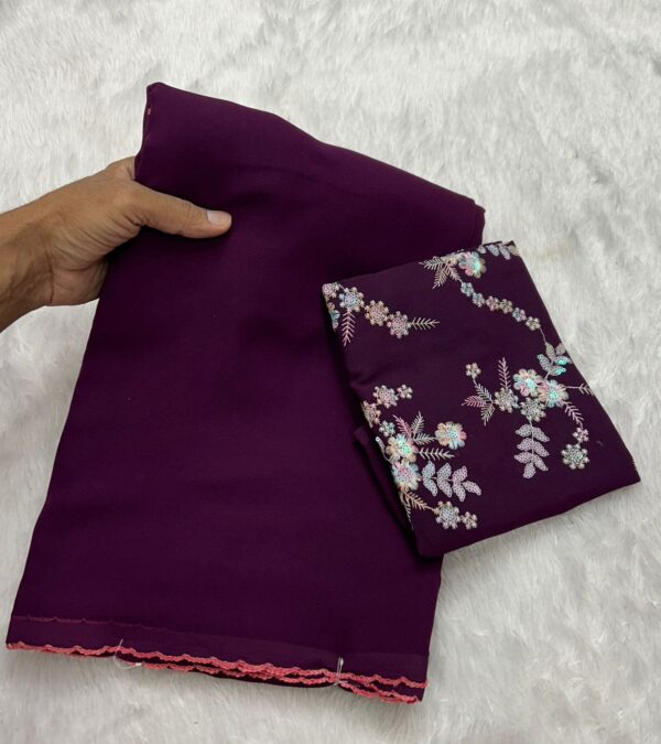 Georgette Arco Cutwork Saree - Image 5